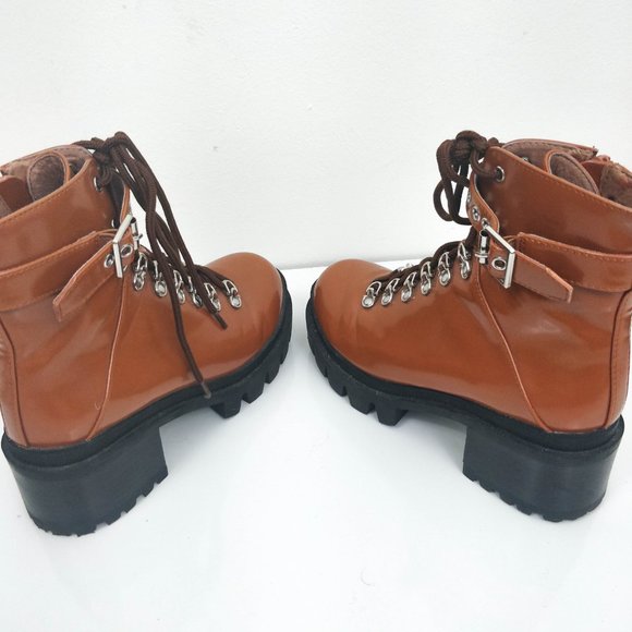 Jeffrey Campbell Czech Brown Combat Boots 7.5 - Picture 4 of 8